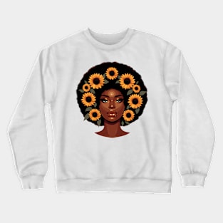 Afrocentric Woman Flowers Crewneck Sweatshirt